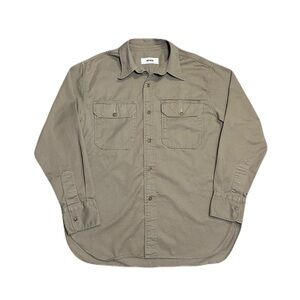 Buck Mason Field Shirt Beige Cotton Twill 2 Pocket Utility Work Safari Button S